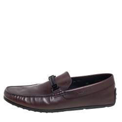 Pre Owned Tod's Dark Brown Leather Braided Bit Slip On Loafers Size 45.5
