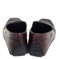 Pre Owned Tod's Dark Brown Leather Braided Bit Slip On Loafers Size 45.5