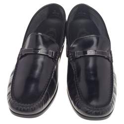 Tod's Black Leather Logo Trim Slip On Loafers Size 41