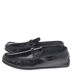 Tod's Black Leather Logo Trim Slip On Loafers Size 41