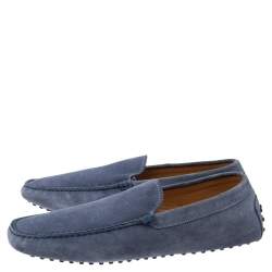 Tod's Blue Suede Slip On Loafers Size 44.5
