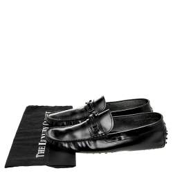 Pre Owned Tod's Black Leather Buckle Loafers Size 44.5
