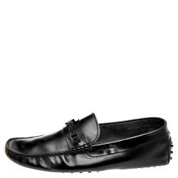 Pre Owned Tod's Black Leather Buckle Loafers Size 44.5
