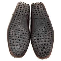 Pre Owned حذاء لوفرز تودز باي فيراري سليب أون جلد بني بفيونكة مقاس 40