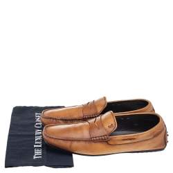 Pre Owned حذاء لوفرز تودز سليب أون بيني جلد لونين مقاس 45