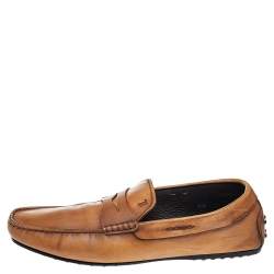 Pre Owned حذاء لوفرز تودز سليب أون بيني جلد لونين مقاس 45