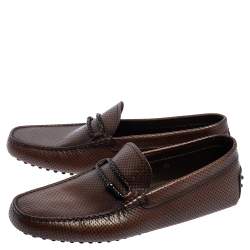 Pre Owned Tod's Brown Leather Slip on Loafers Size 44