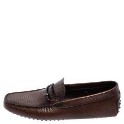 Pre Owned Tod's Brown Leather Slip on Loafers Size 44
