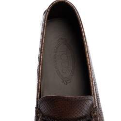 Pre Owned Tod's Brown Leather Slip on Loafers Size 44
