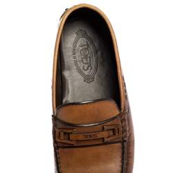 Pre Owned Tod's Brown Leather Driving Slip On Loafers Size 41