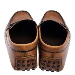 Pre Owned Tod's Brown Leather Driving Slip On Loafers Size 41