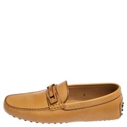 Pre Owned حذاء لوفرز تودز سليب أون جلد بني فاتح مقاس 39.5