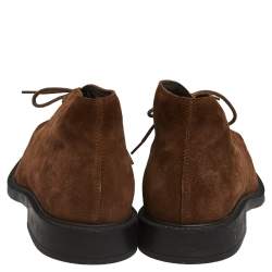 Tod's Brown Suede Polacco Gomma Chukka Ankle Boots Size 43