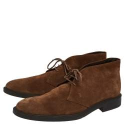 Tod's Brown Suede Polacco Gomma Chukka Ankle Boots Size 43