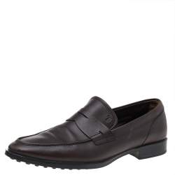 Pre Owned Tod’s Brown Leather Penny Slip On Loafers Size 40