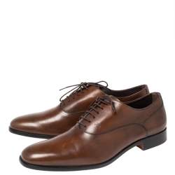Pre Owned Tod's Brown Leather Lace Up Oxfords Size 42.5