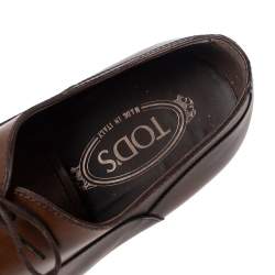 Pre Owned Tod's Brown Leather Lace Up Oxfords Size 42.5
