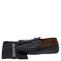 Tod's Black Leather T Logo Slip On Loafers Size 42