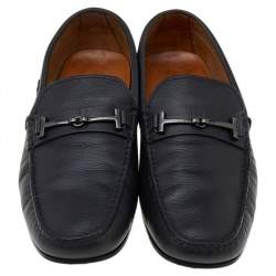 Tod's Black Leather T Logo Slip On Loafers Size 42