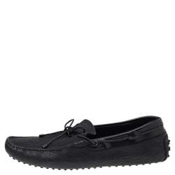 Tod's Black Leather Bow Slip on Loafers Size 44.5