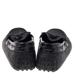 Tod's Black Leather Bow Slip on Loafers Size 44.5