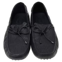 Tod's Black Leather Bow Slip on Loafers Size 44.5