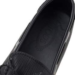 Tod's Black Leather Bow Slip on Loafers Size 44.5