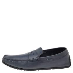 Pre Owned Tod's Grey Leather Slip on Loafers Size 43