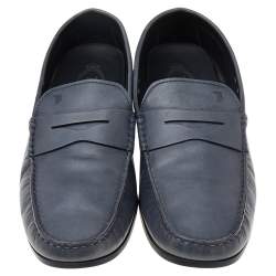 Pre Owned Tod's Grey Leather Slip on Loafers Size 43