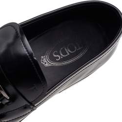 Pre Owned Tod's Black Leather Slip on Loafers Size 43