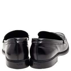 Pre Owned Tod's Black Leather Slip on Loafers Size 43