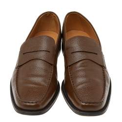 Pre Owned Tod's Brown Leather Slip On Loafers Size 44