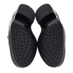 Pre Owned حذاء لوفرز تودز جلد أسود مزين شعار الماركة حرف تي سليب أون مقاس 43