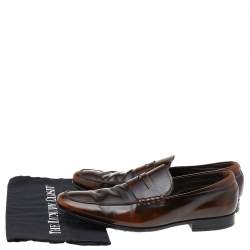 Tod's Dark Brown Leather Slip On Penny Loafers Size 43