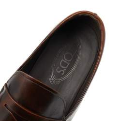 Tod's Dark Brown Leather Slip On Penny Loafers Size 43