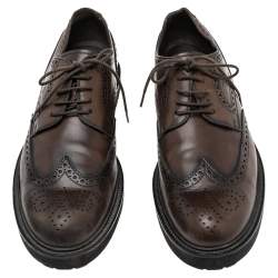 Pre Owned Tod's Brown Brogue Leather Lace Up Derby Size 43