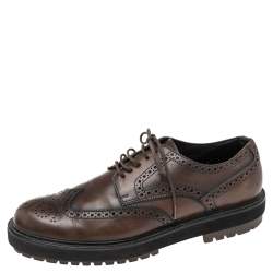 Pre Owned Tod's Brown Brogue Leather Lace Up Derby Size 43