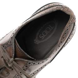 Pre Owned Tod's Brown Brogue Leather Lace Up Derby Size 43