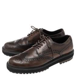 Pre Owned Tod's Brown Brogue Leather Lace Up Derby Size 43