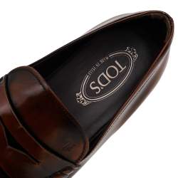 مملوكة مسبقًا Tod's Brown Leather Slip On Loafers Size 44