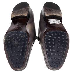 Pre Owned حذاء لوفرز تودز سليب أون بيني جلد رمادي مقاس 43