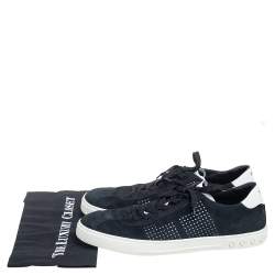 Pre Owned Tod's Black Suede Perforated T Detail Lace Up Sneakers Size 45.5