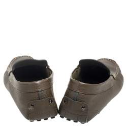 Pre Owned Tod's Green Leather Slip On Loafers Size 41.5