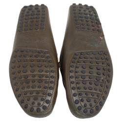 Pre Owned Tod's Green Leather Slip On Loafers Size 41.5