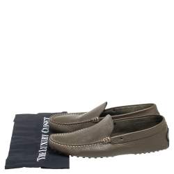 Pre Owned Tod's Green Leather Slip On Loafers Size 41.5