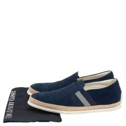 مملوكة مسبقًا Tod's Navy Blue Suede Espadrille Slip On Sneakers Size 42