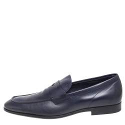 Pre Owned Tod's Dark Blue Leather Penny Loafers Size 44