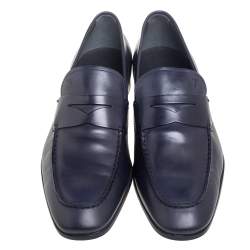 Pre Owned Tod's Dark Blue Leather Penny Loafers Size 44
