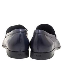 Pre Owned Tod's Dark Blue Leather Penny Loafers Size 44