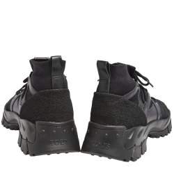 Pre Owned Tod's Black Leather And Suede High Top Lace Up Sneakers Size 45